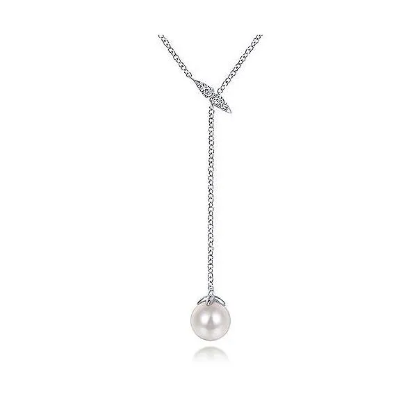 Gabriel & Co. Grace White Gold Pearl And Diamond Necklace