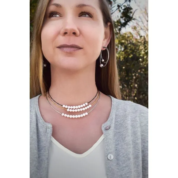ALOR Black Cable And Freshwater Pearl Necklace