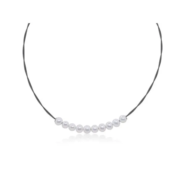 ALOR Black Cable And Freshwater Pearl Necklace