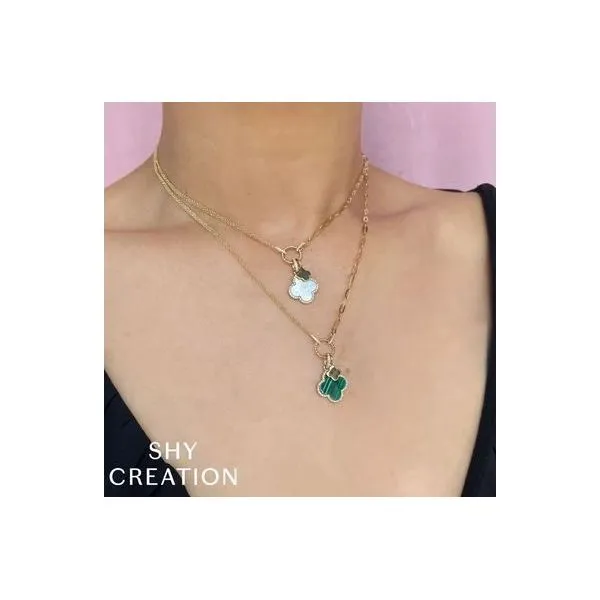 Shy Creation Yellow Gold Paper Clip Link Necklace