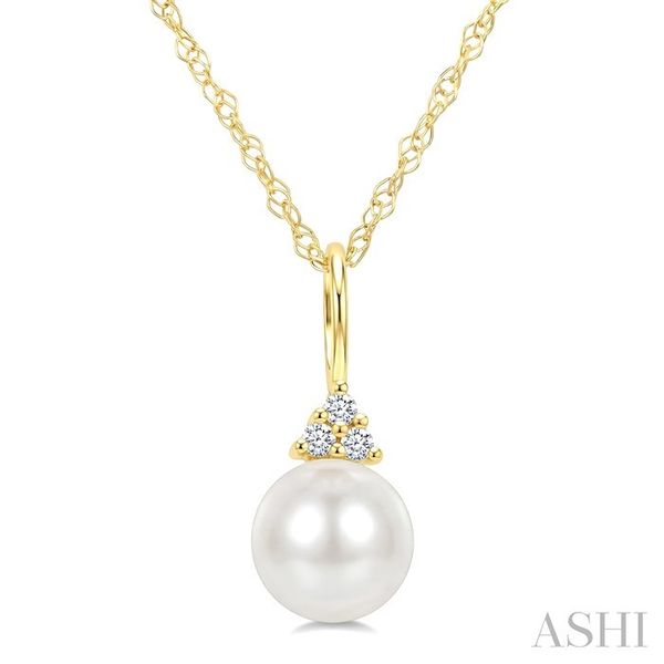 Yellow Gold Pearl & Diamond Pendant SVS Fine Jewelry Oceanside, NY