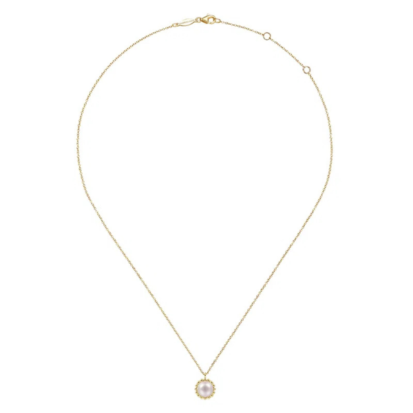 Gabriel & Co. Yellow Gold Pearl Pendant Necklace-Bujukan Image 2 SVS Fine Jewelry Oceanside, NY