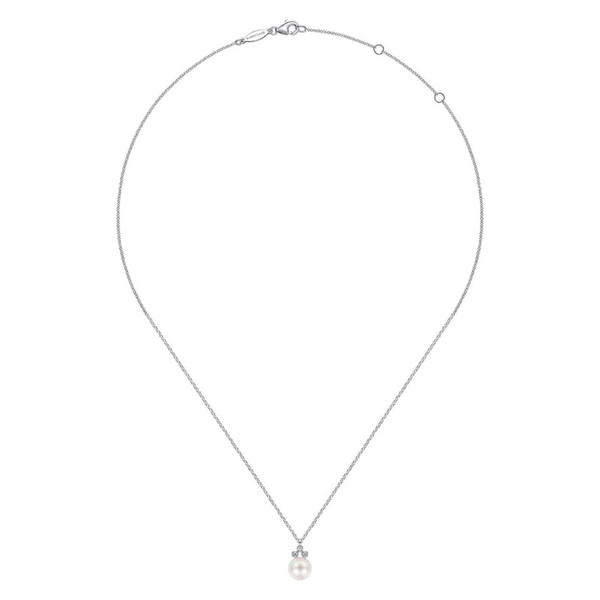 Gabriel & Co. Grace Gold, Diamond, And Pearl Necklace Image 2 SVS Fine Jewelry Oceanside, NY