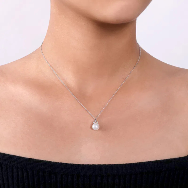 Gabriel & Co. Grace Gold, Diamond, And Pearl Necklace Image 3 SVS Fine Jewelry Oceanside, NY