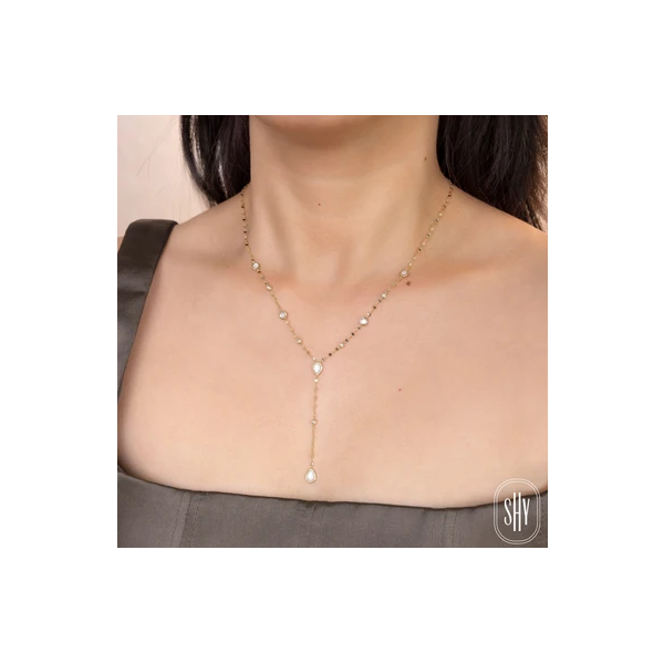 Shy Creation Yellow Gold Lariat Necklace Image 2 SVS Fine Jewelry Oceanside, NY