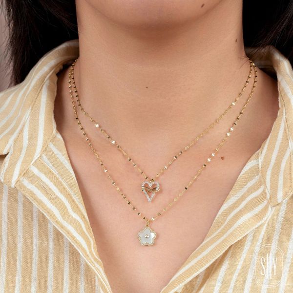 Shy Creation Yellow Gold Flower Necklace Image 2 SVS Fine Jewelry Oceanside, NY