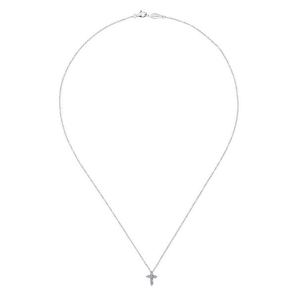 Gabriel & Co. Diamond Cross Necklace. From the Faith Collection in 14K White Gold. Features 0.24cttw diamonds. Length 18