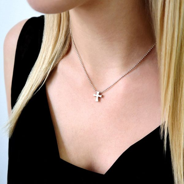 Alex Woo Little Faith Sterling Silver Cross Necklace Image 2 SVS Fine Jewelry Oceanside, NY