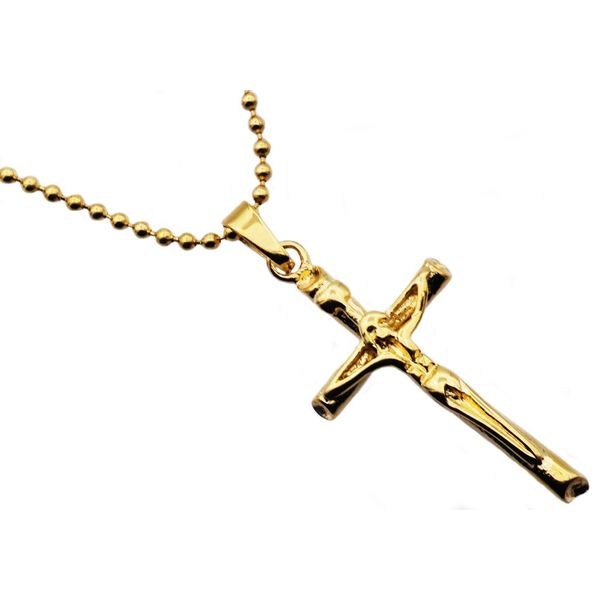 Men's Gold Plated Stainless Steel Cross Pendant SVS Fine Jewelry Oceanside, NY