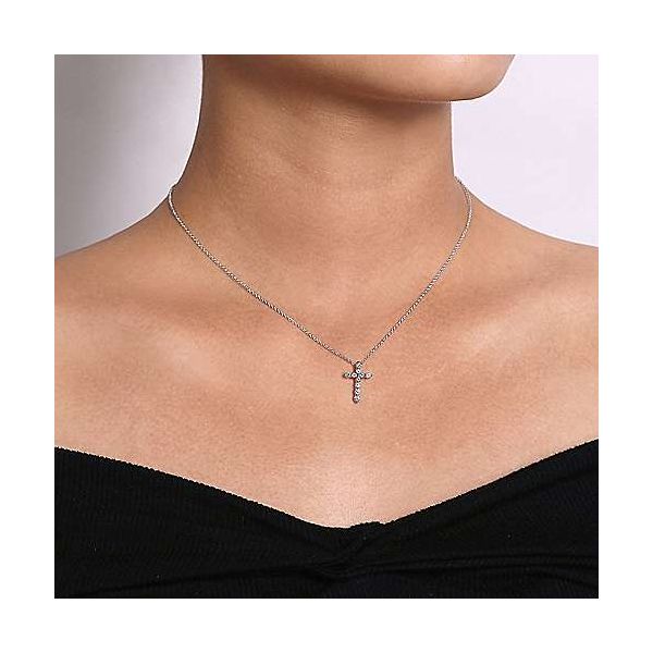 Gabriel & Co. Faith White Gold Diamond Cross Necklace Image 2 SVS Fine Jewelry Oceanside, NY