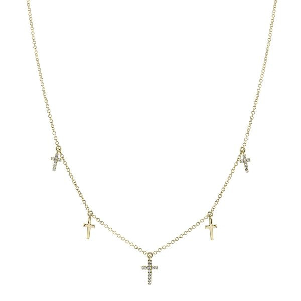 Shy Creation 14K Yellow Gold And Diamond Cross Necklace SVS Fine Jewelry Oceanside, NY