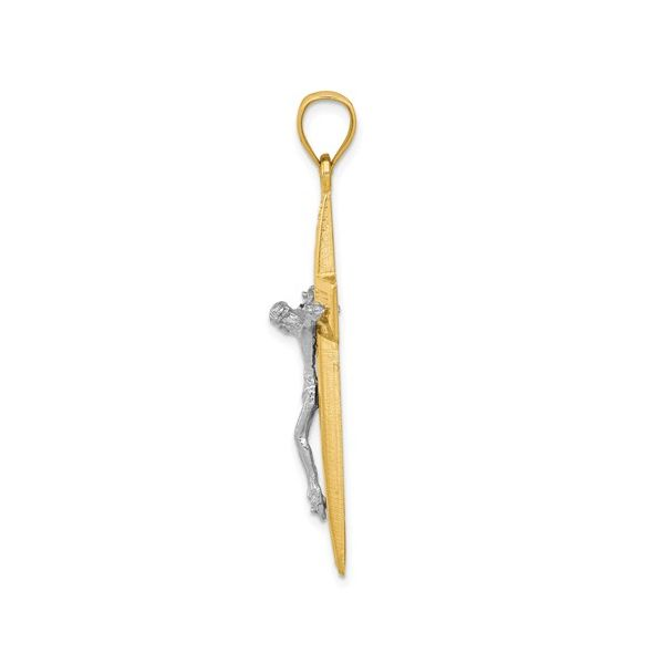 14K Yellow And White Gold Diamond-Cut Latin Crucifix Image 2 SVS Fine Jewelry Oceanside, NY