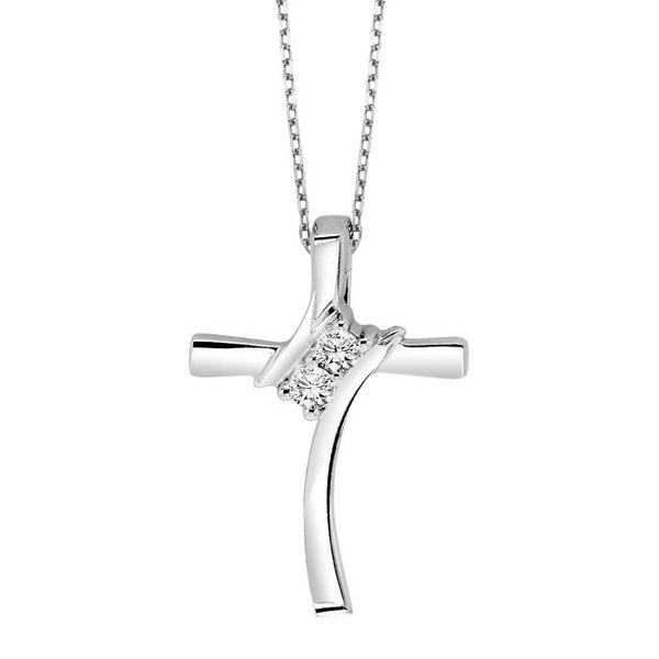 Diamond 2-Stone Cross Pendant Necklace SVS Fine Jewelry Oceanside, NY