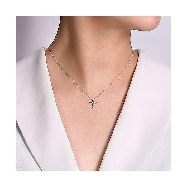 Gabriel & Co. Faith White Gold Diamond Cross Necklace Image 2 SVS Fine Jewelry Oceanside, NY