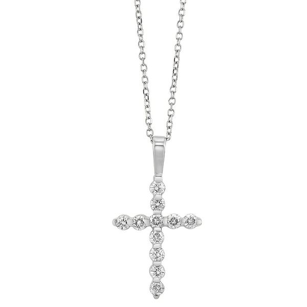 14K White Gold & Diamond Cross, 0.10Cttw, 18