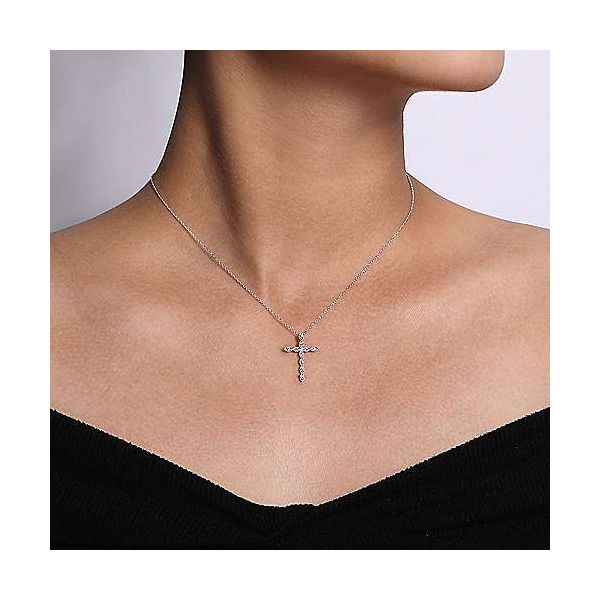 Gabriel & Co. Faith White Gold Diamond Cross Necklace Image 2 SVS Fine Jewelry Oceanside, NY