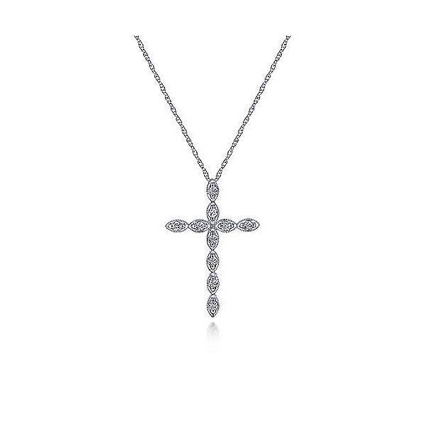 Gabriel & Co. Faith White Gold Diamond Cross Necklace SVS Fine Jewelry Oceanside, NY