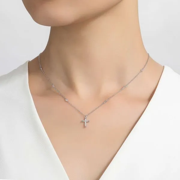 Lafonn Silver Cross Necklace, 0.41Cttw, 20