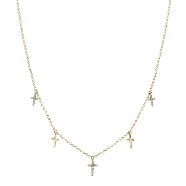 Shy Creation Diamond Cross Station Necklace SVS Fine Jewelry Oceanside, NY