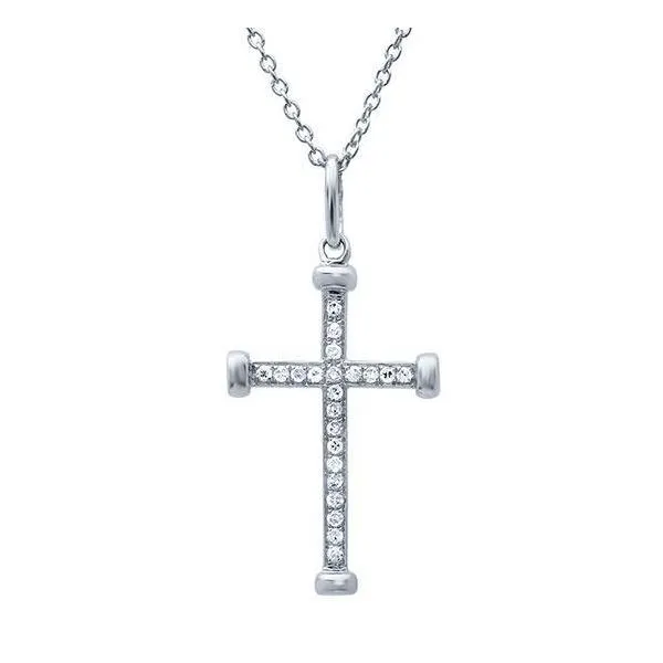 Shy Creation White Gold Diamond Cross Necklace SVS Fine Jewelry Oceanside, NY