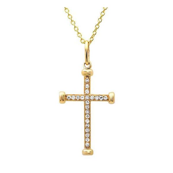 Shy Creation Yellow Gold And Diamond Cross Pendant SVS Fine Jewelry Oceanside, NY