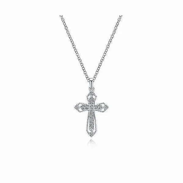 Gabriel & Co. Faith White Gold Diamond Cross Necklace SVS Fine Jewelry Oceanside, NY