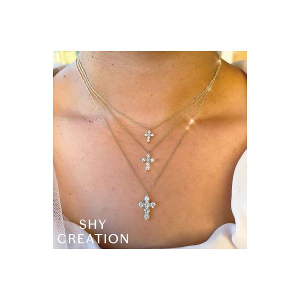 Shy Creation White Gold And Diamond Cross Image 2 SVS Fine Jewelry Oceanside, NY