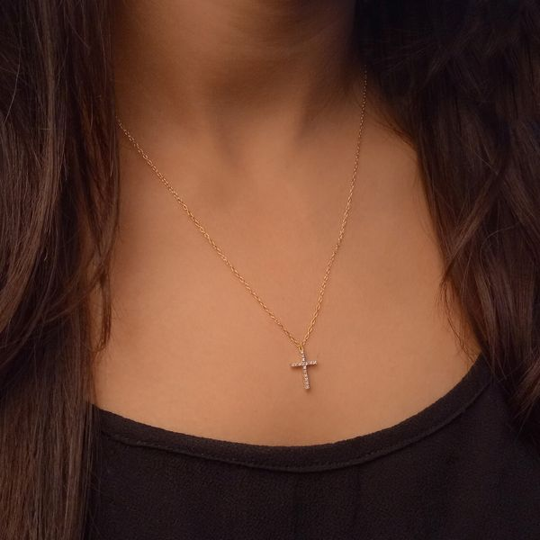 Ella Stein Diamond Cross Necklace, .03ctw Image 2 SVS Fine Jewelry Oceanside, NY