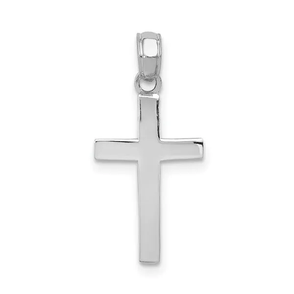 White Gold Beveled Cross Pendant SVS Fine Jewelry Oceanside, NY