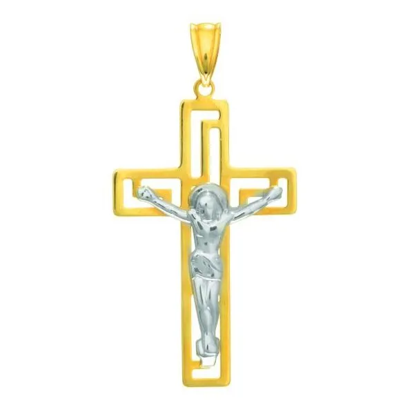 Yellow & White Gold Open Back Crucifix SVS Fine Jewelry Oceanside, NY