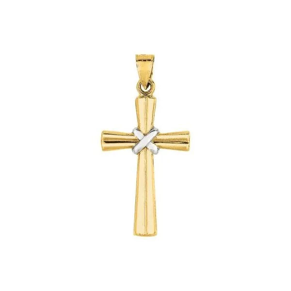 Yellow & White Gold X Detail Cross Pendant SVS Fine Jewelry Oceanside, NY