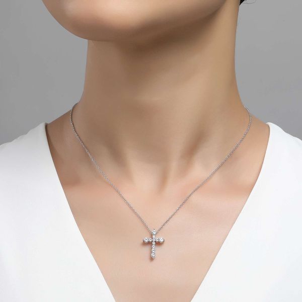 Lafonn Simulated Diamond Cross Necklace, .67ctw Image 2 SVS Fine Jewelry Oceanside, NY