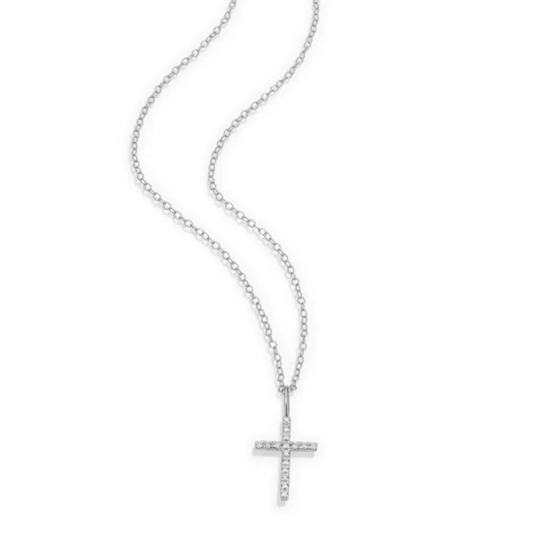Lab Grown Diamond Cross Necklace, .09ctw Image 4 SVS Fine Jewelry Oceanside, NY