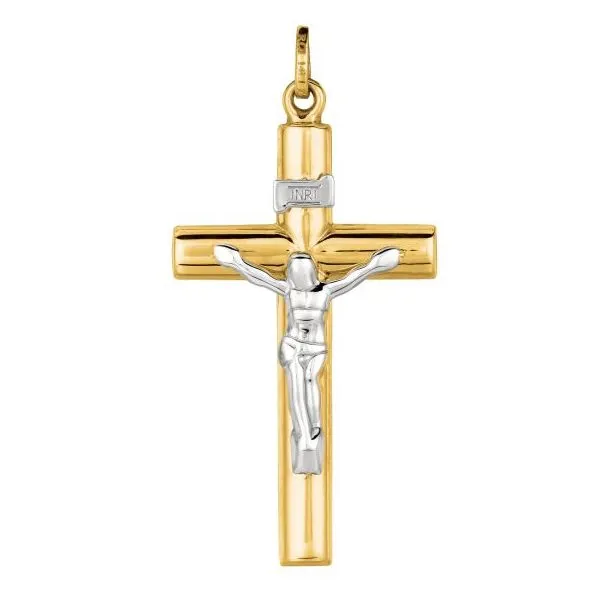 Yellow & White Gold Large Domed Crucifix