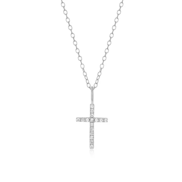 Lab Grown Diamond Cross Necklace, .09ctw