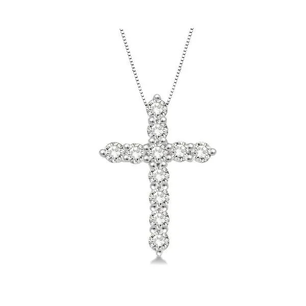 White Gold Diamond Cross, 0.50Cttw, 18\