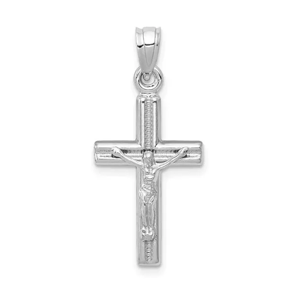 White Gold Hollow Crucifix (Chain Not Included)