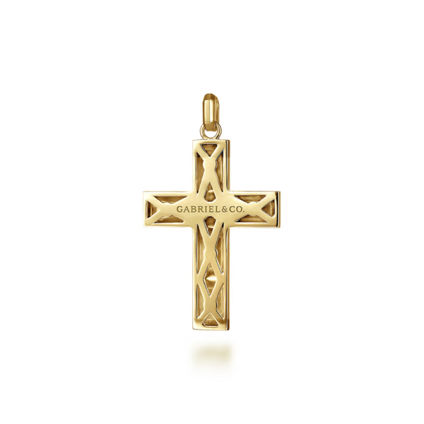 Gabriel & Co. Geo Men's Yellow Gold Cross Pendant Image 2 SVS Fine Jewelry Oceanside, NY