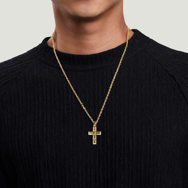Gabriel & Co. Geo Men's Yellow Gold Cross Pendant Image 3 SVS Fine Jewelry Oceanside, NY