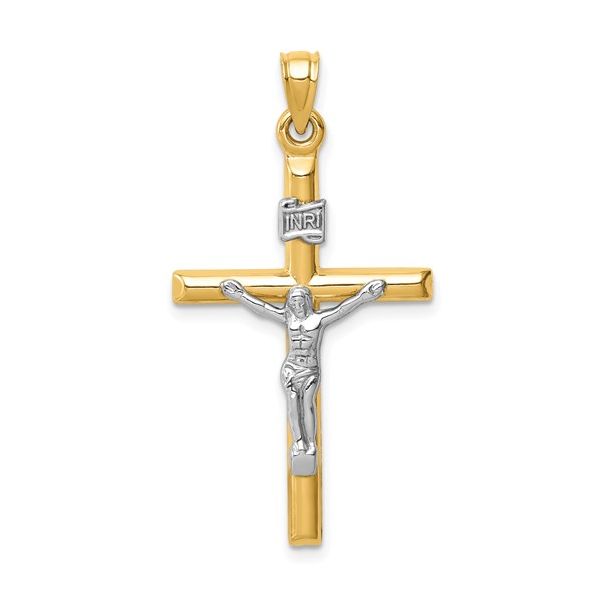 Yellow & White Gold Hollow Crucifix SVS Fine Jewelry Oceanside, NY
