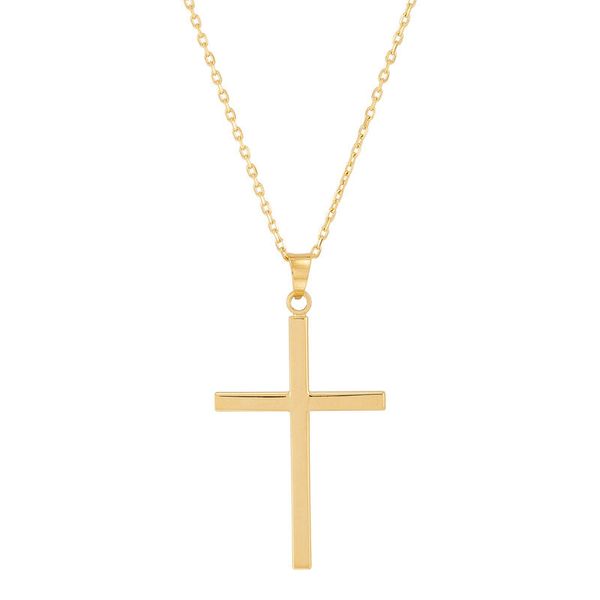 Yellow Gold Polished Cross On Forzantina Chain SVS Fine Jewelry Oceanside, NY