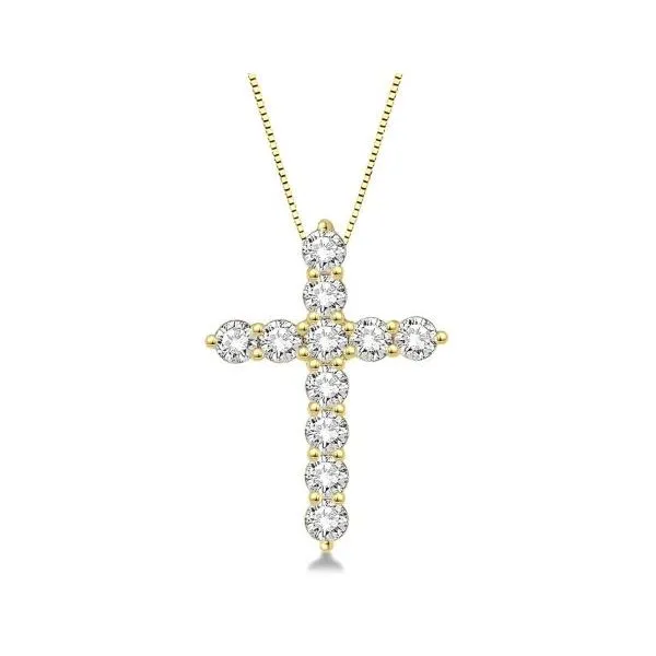 Yellow Gold Diamond Cross, 0.75Cttw, 18