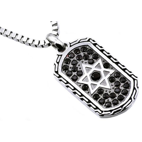 Men's Stainless Steel Star Of David Dog Tag Pendant SVS Fine Jewelry Oceanside, NY