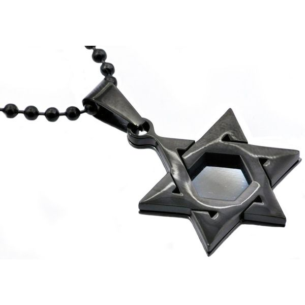 Men's Black Plated Stainless Steel Star Of David Pendant SVS Fine Jewelry Oceanside, NY