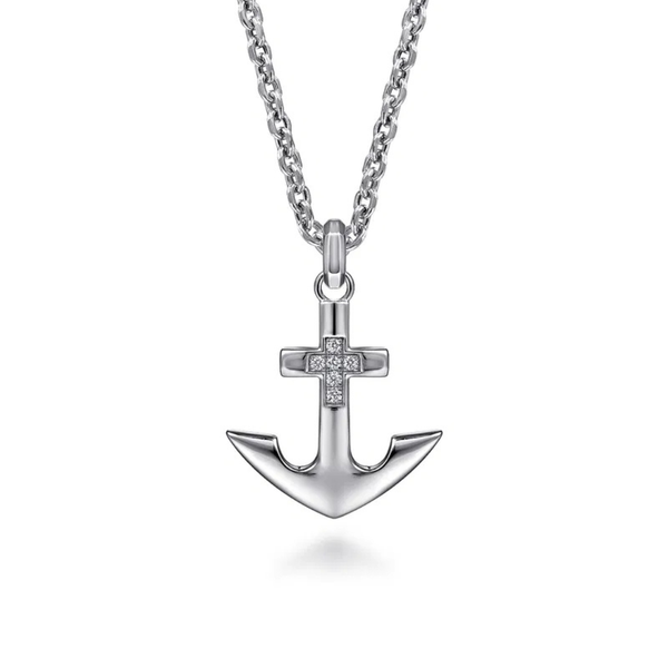 Gabriel Contemporary Sterling Silver Anchor Pendant Image 3 SVS Fine Jewelry Oceanside, NY