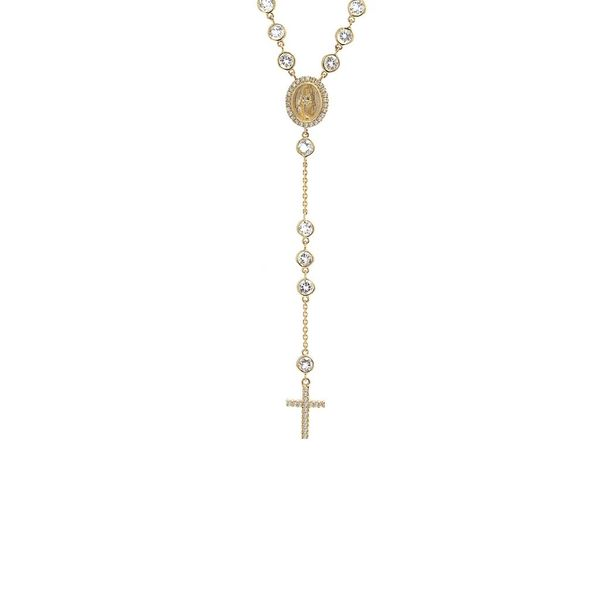 14K Yellow Gold, White Topaz, & Diamond Necklace Image 2 SVS Fine Jewelry Oceanside, NY