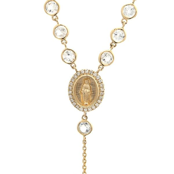 14K Yellow Gold, White Topaz, & Diamond Necklace Image 3 SVS Fine Jewelry Oceanside, NY