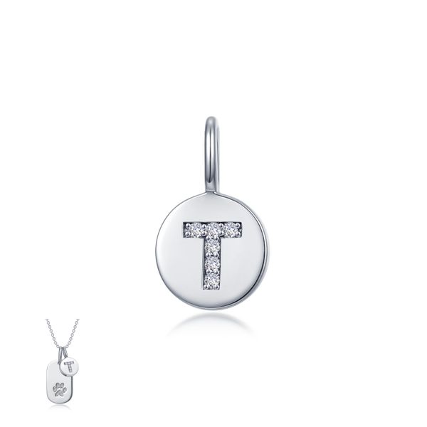 Lafonn Silver Letter T Charm, 0.06Cttw SVS Fine Jewelry Oceanside, NY