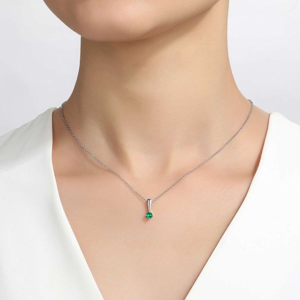 Lafonn May Emerald Birthstone Love Pendant Image 2 SVS Fine Jewelry Oceanside, NY