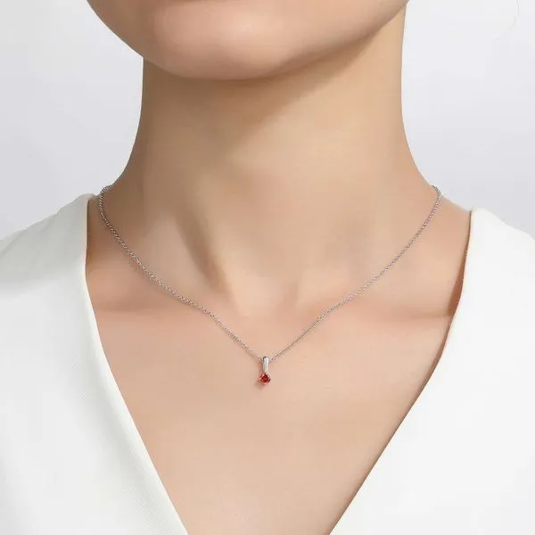 Lafonn January Garnet Birthstone Love Pendant Image 2 SVS Fine Jewelry Oceanside, NY